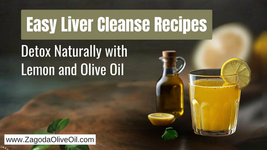 Glass of refreshing lemon and olive oil drink, a natural liver cleanser.