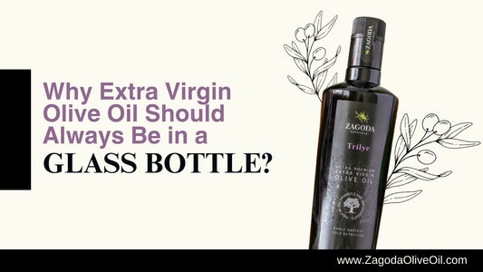 bottle of organic extra virgin olive oil in a glass bottle