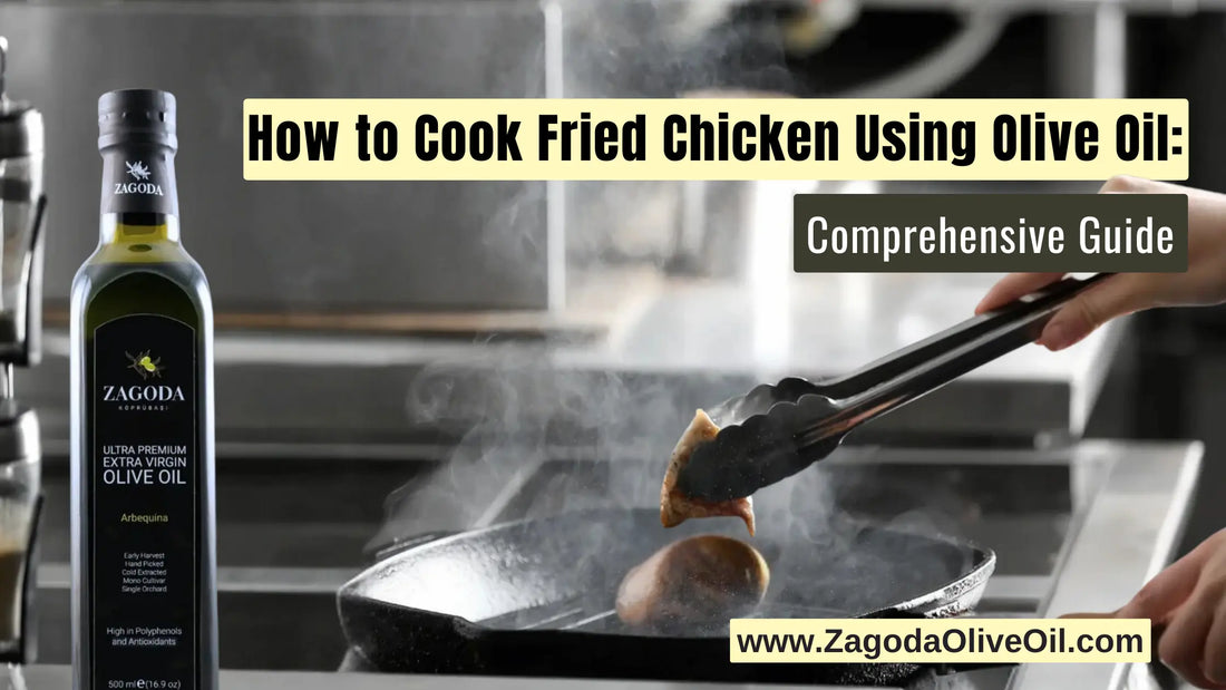 This image tells us about how to cook fried chicken using olive oil