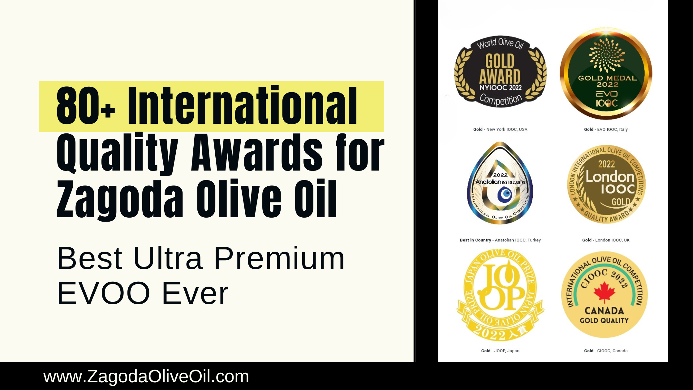 80+ International Quality Awards for Zagoda Olive Oil: Best Ultra Premium EVOO Ever