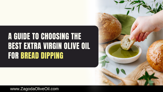 A bowl of extra virgin olive oil with bread dipped in it