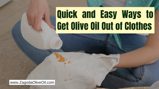 Cleaning process for removing olive oil from clothes using household items.