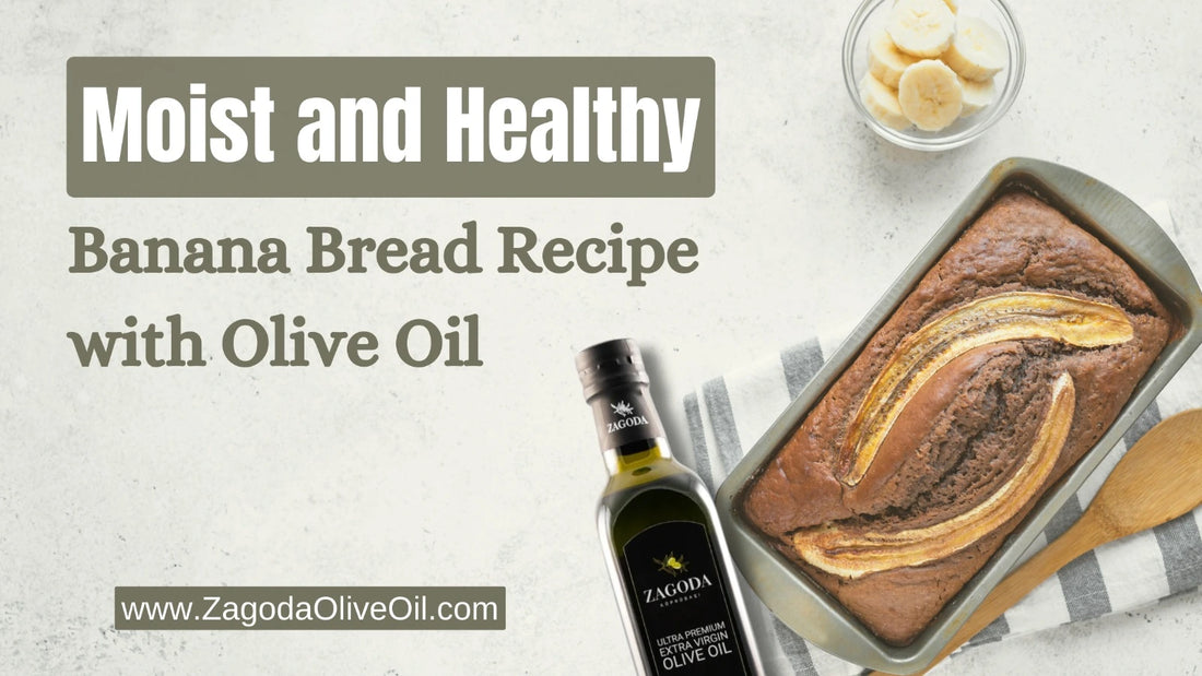 Image of freshly baked banana bread loaf made with olive oil, perfect for a healthy diet