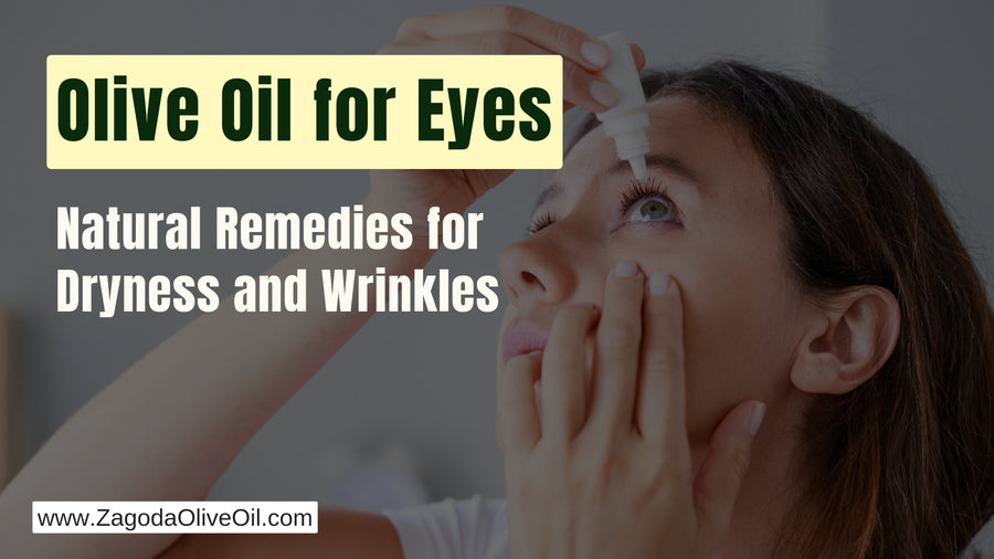 A girl gently applying olive oil around her eyes, highlighting the natural benefits for eye care.