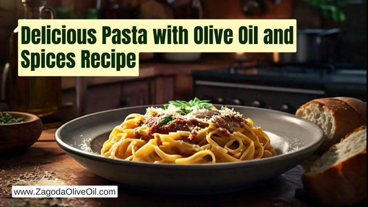 A bowl of cooked pasta with olive oil and spices, topped with fresh parsley and a sprinkle of grated cheese, ready to be served.