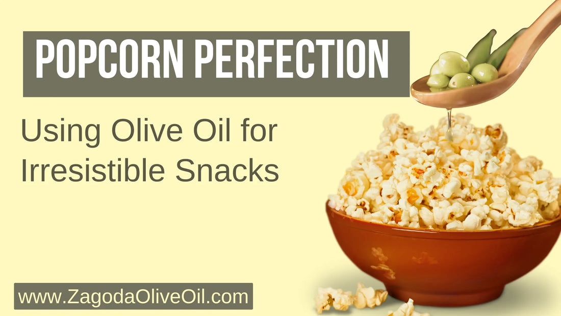Image of a bowl of freshly popped popcorn coated in olive oil, showcasing the perfect snack made using this healthy alternative.